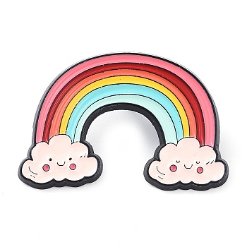 Rainbow Black Zinc Alloy Brooches, Enamel Pins, for Backpack Cloth, Colorful, 20.5x30.5x1.5mm