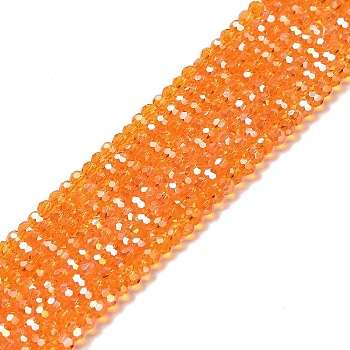 Transparent Glass Beads, Faceted, Round, Dark Orange, 3.5x3mm, Hole: 1mm, about 168~169pcs/strand, 19.09''(48.5cm)