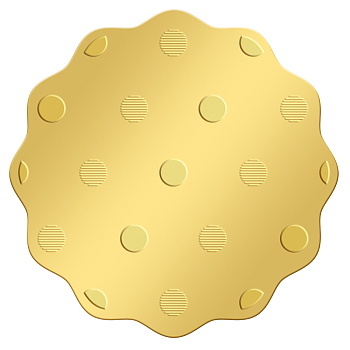 Self Adhesive Gold Foil Embossed Stickers, Medal Decoration Sticker, Polka Dot Pattern, 50x50mm