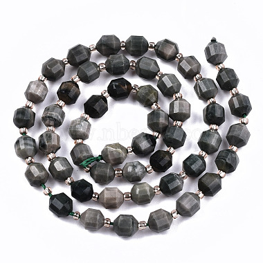 Hilos de perlas de piedra de encaje de madera verde natural(G-S362-054A)-2