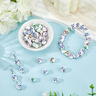 Handmade Flower Printed Porcelain Ceramic Beads(PORC-LT0001-12A)-4