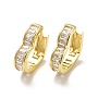 Brass Cubic Zirconia Hoop Earrings, Heart Shape Hoop Earrings for Women, Real 18K Gold Plated, Clear, 16x15x4mm, Pin: 0.9mm