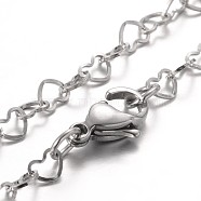 Heart 304 Stainless Steel Link Bracelets, with Lobster Claw Clasps, Stainless Steel Color, 7-1/4 inch(185mm)(X-BJEW-JB01929)