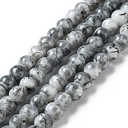 Drawbench & Baking Painted Glass Beads Strands, Round, Light Grey, 8mm, Hole: 1mm, about 106pcs/strand, 31.4 inch(GLAA-S176-01)