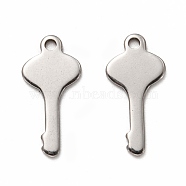 201 Stainless Steel Pendants, Key, Stainless Steel Color, 23x11x1mm, Hole: 1.8mm(STAS-I172-01P)