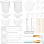 Olycraft DIY Resin Craft Tool Sets, including Silicone Mixing Cups & Brushes, Plastic Pipettes & Mixing Dish & Spoon, Rubber Glove and Wooden Ice Cream Sticks, Mixed Color(TOOL-OC0001-58)