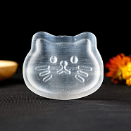 Natural Selenite Carved Cat Healing Figurines, Reiki Stones Statues for Energy Balancing Meditation Therapy, White, 52x64x12mm(DJEW-PW0013-22)