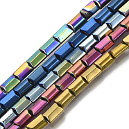 Electroplate Non-magnetic Synthetic Hematite Beads Strands, Rectangle, Platinum Plated, 6x4x2.5mm, Hole: 1mm, about 68pcs/strand, 15.35 inch~15.74 inch(39~40cm)(G-S352-33)
