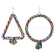 AHANDMAKER Cotton Parrot Swing, with Iron Clasp & Ring, Triangle & Round Ring, Pet Supplies, Colorful, 2pcs/set(AJEW-GA0002-40)