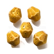 Handmade Porcelain Beads, Rhombus, Goldenrod, 11.5x10mm, Hole: 2mm(PORC-H013-01-04)