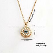 Simple and Versatile Brass Pendant Necklacs, with Rhinestones, Golden, Flower, 15.75 inch(40cm)(DU3795-3)