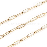 2M Vacuum Plating 304 Stainless Steel Paperclip Chains, Drawn Elongated Cable Chains, Soldered, Golden, 10x3.5x0.8mm(STAS-SZ0001-88)
