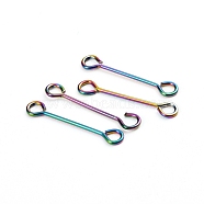 Ion Plating(IP) 304 Stainless Steel Eye Pins, Double Sided Eye Pins, Rainbow Color, 16x0.6mm, Hole: 1mm(STAS-I141-01B-M)