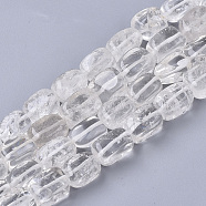 Natural Quartz Crystal Beads Strands, Rock Crystal Beads, Rectangle, 12~13x7~9x7~9mm, Hole: 0.8mm, about 33~35pcs/strand, 15.75 inch(40 cm)(G-S364-057)