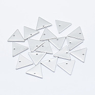 Brass Charms, Long-Lasting Plated, Real Platinum Plated, Nickel Free, Triangle, 12x14x1mm, Hole: 1mm(KK-G331-87P-NF)
