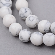 Synthetic Howlite Beads Strands, Round, Frosted, 6~6.5mm, Hole: 1mm, about 63pcs/strand, 15.5 inch(X-G-Q462-6mm-26-1)