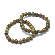 Natural Unakite Bead Stretch Bracelets, Round, 2 inch~2-3/8 inch(5~6cm), Bead: 5.8~6.8mm(BJEW-K212-A-006)