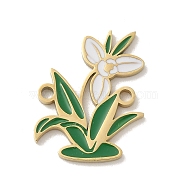 304 Stainless Steel Pendants, Enamel Style, Flower, Golden, 14x11x1mm, Hole: 1.2mm(STAS-I322-81G)