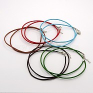 Leather Cord Necklace Making, with Brass Lobster Claw Clasps and Brass Tail Chains, Mixed Color, 18~18.5 inch(X-MAK-F002-M)