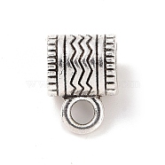 Tibetan Style Alloy Tube Bails, Loop Bails, Hanger Links, Column with Wave, Antique Silver, 12.5x9x8mm, Hole: 2.7mm, Inner Diameter: 6mm, 406Pcs/500g(PALLOY-P293-185)