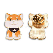 Dog Shape Enamel Pin, Light Gold Plated Alloy Cartoon Badge for Backpack Clothes, Nickel Free & Lead Free, Orange, 29x18.5mm(JEWB-N007-199)