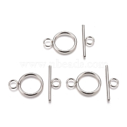 304 Stainless Steel Toggle Clasps, Ring, Stainless Steel Color, Ring: 28x20x2mm, Hole: 5.5mm, Bar: 30x10x2mm, Hole: 5.5mm(STAS-M277-05P)