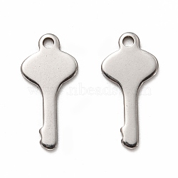 Non-Tarnish 201 Stainless Steel Pendants, Key, Stainless Steel Color, 23x11x1mm, Hole: 1.8mm(STAS-I172-01P)