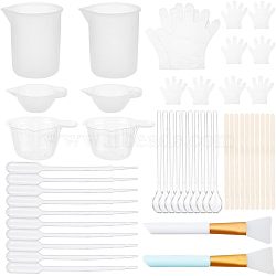 Olycraft DIY Resin Craft Tool Sets, including Silicone Mixing Cups & Brushes, Plastic Pipettes & Mixing Dish & Spoon, Rubber Glove and Wooden Ice Cream Sticks, Mixed Color(TOOL-OC0001-58)