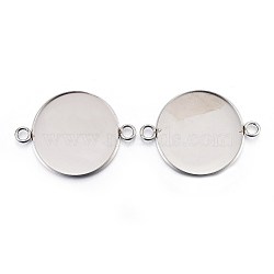 304 Stainless Steel Cabochon Connector Settings, Plain Edge Bezel Cups, Flat Round, Stainless Steel Color, Tray: 25mm, 36x27x2mm, Hole: 3mm(X-STAS-F191-15P-I)