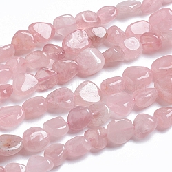 Natural Rose Quartz Beads Strands, Tumbled Stone, Nuggets, 5~11x4~9x4~10mm, Hole: 0.8mm, about 45pcs/strand, 15.75 inch(40cm)(X-G-G841-A07)