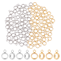 100Pcs 2 Colors 201 Stainless Steel Tube Bails, Loop Bails, Ring Bail Beads, Golden & Stainless Steel Color, 10x7x2.5mm, Hole: 1.6mm, 50pcs/color(STAS-UN0036-38)