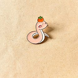 Snake Enamel Pins, Alloy Brooches for Backpack Clothes, Persimmon, 23x28mm(JEWB-R054-03G-05)