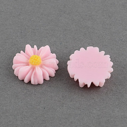 Flatback Hair & Costume Accessories Ornaments Resin Flower Daisy Decoden Cabochons, Pink, 13x4mm(CRES-Q101-02-1)