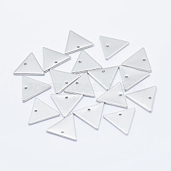 Brass Charms, Long-Lasting Plated, Real Platinum Plated, Nickel Free, Triangle, 12x14x1mm, Hole: 1mm(KK-G331-87P-NF)