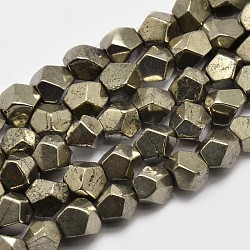 Natural Pyrite Beads Strands, Star Cut Round Beads, 8x8x8mm, Hole: 1mm, about 47pcs/strand, 15.5 inch(G-F197-02-8x8mm)