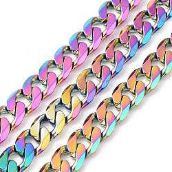 304 Stainless Steel Cuban Link Chains, Twisted Chains, Unwelded, Rainbow Color, 10mm, Links: 13.5x10x3mm(CHS-L020-023M)