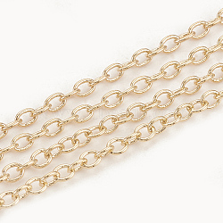 3.28 Feet Brass Cable Chains, Soldered, Oval, Real 18K Gold Plated, 2.5x2.1x0.4mm(X-CHC-S003-11G)