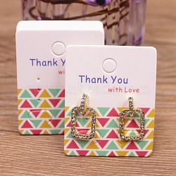 Rectangle Paper Earring Display Card with Hanging Hole, Jewelry Display Cards for Earring Display, White, Triangle Pattern, 5x4x0.05cm, Hole: 5mm, 1mm and 12x7mm(CDIS-C004-01E)