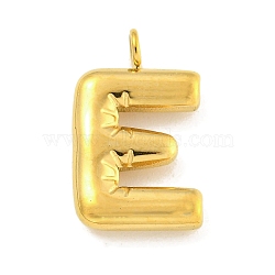 Ion Plating(IP) 304 Stainless Steel Pendants, Letter Charm, Golden, Letter E, 16.5x10x3mm, Hole: 2mm(STAS-C102-15G-E)