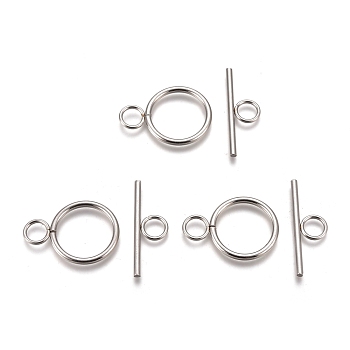304 Stainless Steel Toggle Clasps, Ring, Stainless Steel Color, Ring: 28x20x2mm, Hole: 5.5mm, Bar: 30x10x2mm, Hole: 5.5mm