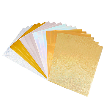60Sheets 6 Styles PET Stamping Hot Foil Paper, Transfer Foil Paper, Elegance Laser Printer Craft Paper, Mixed Color, 290~297x207~211x0.02~0.1mm, 10 sheets/style
