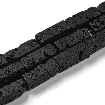 Natural Lava Rock Beads Strands, Rectangle, 13~14x4~5x4~5mm, Hole: 0.7mm, about 29pcs/strand, 15.28~15.47 inch(38.8~39.3cm)
