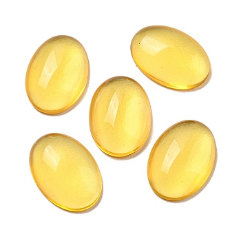 Glass Cabochons, Oval, Yellow, 18x13x5~5.5mm
