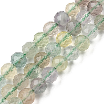 Natural Fluorite Beads Strands, Faceted, Round, 4mm, Hole: 0.5mm, about 111pcs/strand, 15.3 inch(39cm)