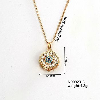 Simple and Versatile Brass Pendant Necklacs, with Rhinestones, Golden, Flower, 15.75 inch(40cm)