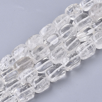 Natural Quartz Crystal Beads Strands, Rock Crystal Beads, Rectangle, 12~13x7~9x7~9mm, Hole: 0.8mm, about 33~35pcs/strand, 15.75 inch(40 cm)