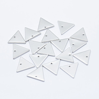 Brass Charms, Long-Lasting Plated, Real Platinum Plated, Nickel Free, Triangle, 12x14x1mm, Hole: 1mm