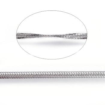 304 Stainless Steel Flat Snake Chains, Soldered, Stainless Steel Color, 3x1mm