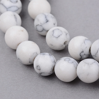 Synthetic Howlite Beads Strands, Round, Frosted, 6~6.5mm, Hole: 1mm, about 63pcs/strand, 15.5 inch