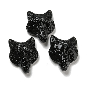 Natural Obsidian Pendants, Fox Charms, 35.5~37x27~28x12~13mm, Hole: 1.3mm